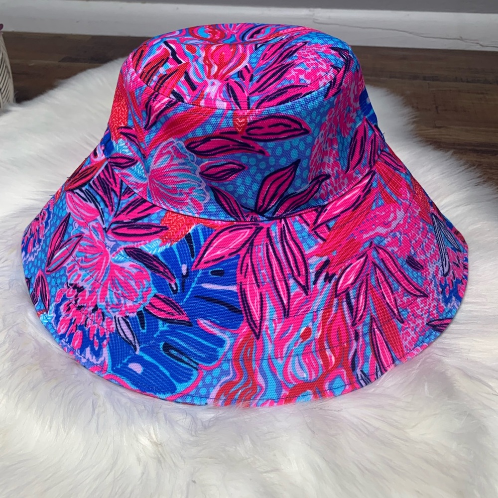 Lilly Pulitzer Pink & Blue Tropical Print Sun Hat - Picture 4 of 7